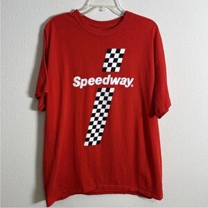 Speedway Gas Station Official Fuel Of Indy Car Red T-Shirt Sz Large Double Sided